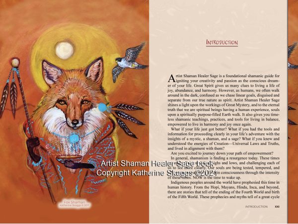 two-page excerpt from Artist Shaman Healer Sage by Katherine Skaggs of Satiama Publishing